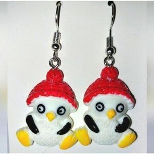 Festive Christmas penguin earrings